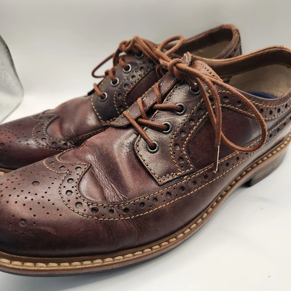 Bostonian Wingtip Brogue Oxford Men's 8 Brown Leather Lace Up Dress‎ Shoe Derby